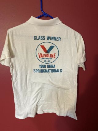 Vintage 1966 Nhra Springnationals Valvoline Racing Oil Class Winner Shirt