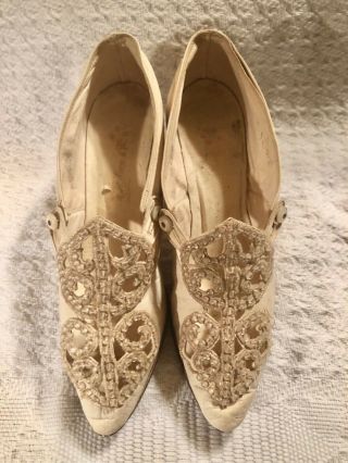 Antique Victorian Tiny White Kid Leather Beaded Shoes With Cutwork Rh Macy & Co