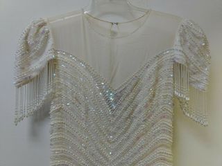 Stunning Landa Vintage 100 Silk Beaded Sequined Long Dress Formal Gown Size 8