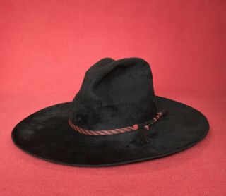 Antique Black Beaver Western Cowboy Hat With Horse Hair Band Hat Size 7 3/8