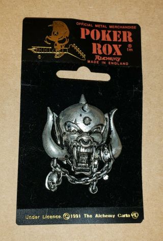 Motorhead Vintage Official 1991 Poker Rox Metal Pin Badge Lemmy Alchemy Uk
