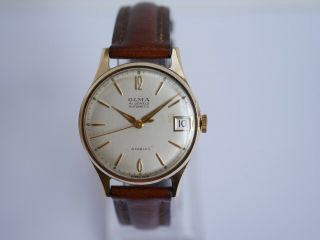 Vintage 9ct Solid Gold Olma 41 Jewels Automatic Swiss Made Mens Watch