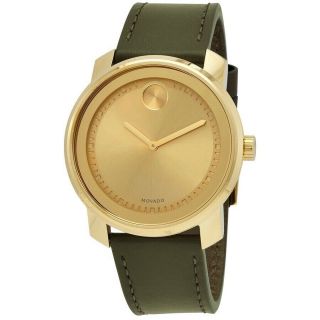 Men S Movado Bold 3600674 Gold Dial Green Leather Watch