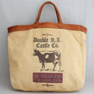 Polo Rrl Double Rl Cattle Co Ralph Lauren Ridgway Co Ranch Leather Canvas Tote