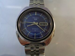 Seiko 5 Sports Mens Watch Day & Date Automatic 6319 - 8070 Blue Dial Sn.  815771