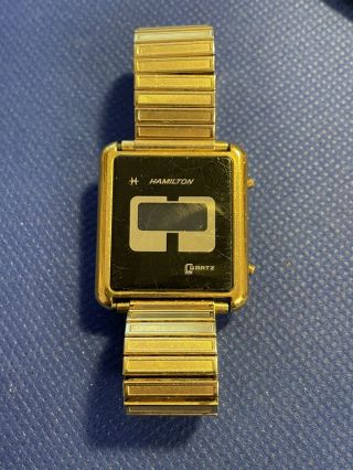 Rare Vintage Hamilton Digital Lcd Watch 14k Gold Ep 1970 