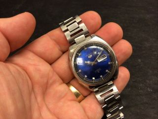 Vintage Seiko 5 6119 - 8273 Automatic Rare Blue Dial Day Date Ss 21 Jewels 39m R1