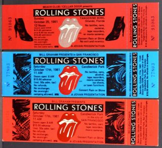 3 1981 The Rolling Stones Full Ticket October 17 1981 Candlestick Park Sf
