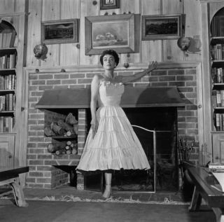 American Actress Joan Crawford Standing By A Fireplace At Her Home Old Photo