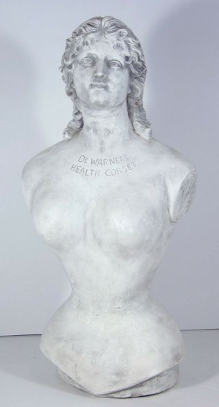 1880s Dr Warners Health Corset Countertop Advertising Figure Mannequin Bust