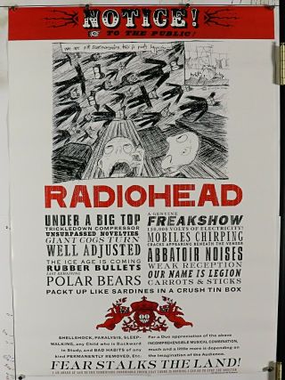 Radiohead Notice To The Public Tour Art Vintage Poster 24.  25 " X 36 " Nos (b777)