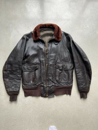 Vintage Us Navy Usn Leather Jacket Intermediate Type G - 1 M - 422a Size 40 42