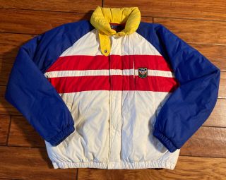 Vintage Polo Ralph Lauren Uni Fowl Goose Down Multicolor Puffer Jacket L 90’s