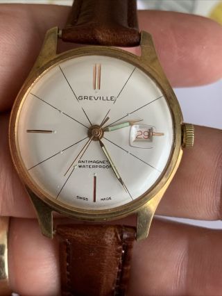 Greville 21 Jewel Antimagnetic Swiss Watch Vintage.