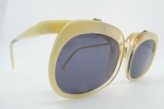Vintage 60s Sunglasses Cream Acetate Flip Up Makeup 48 - 22 Neostyle Germany