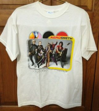 Aerosmith - 2001 Just Push Play World Tour Concert T - Shirt (m) White