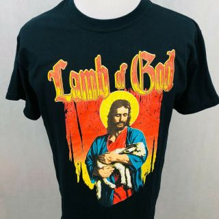 Lamb Of God T - Shirt Large Black Near Vintage Rap Band Jesus Gildan Graphic Tee
