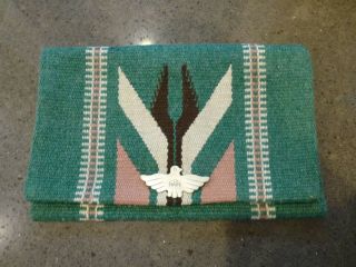 Vintage Wool Chimayo Purse Wool Hand Woven Bird Clasp