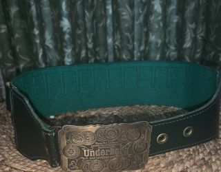 Vintage Rare Underberg Belt And Buckle Green