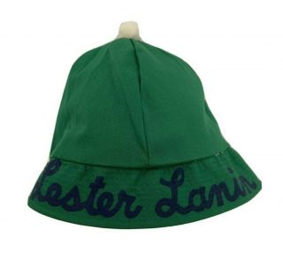 Vintage Lester Lanin And Orchestra Bucket Hat Green With Navy Lettering Pompom M