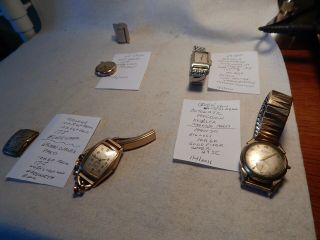 5 Vtg 1950s 60s Mens Wristwatches Gruen - Curvex - Midland - 10k Rgp - Fixer Uppers