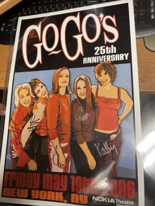 Rock N Roll H.  O.  F The Go - Go‘s Autographed Poster X5.  Belinda Carlisle.  29x13 C