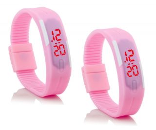 2x Digital Silikon Led Armband Uhr Armbanduhr Watch Herren Damen Kinder Sport Pi