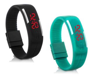 2x Digital Silikon Led Armband Uhr Armbanduhr Watch Herren Damen Kinder Sport Sh