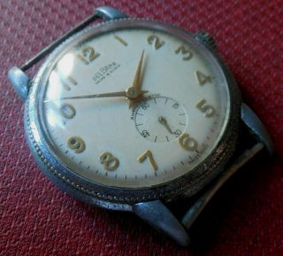 Vintage 1940s Oversized Delbana Antimagnetic 15 J.  Swiss Made Running Wristwatch