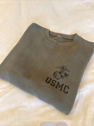 Vintage Us Marine Corps Usmc Uniform Olive Green Sweatshirt Mens Large Issued
