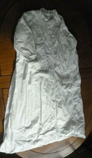 Antique Ladies Long White Cotton Night Dress Long Sleeves Pretty Lace