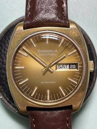 Vintage Gents Wristwatch Caravelle By Bulova Automatic 17 Jewels Mechanical