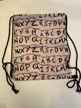 Stranger Things Backpack Drawstring Bag Alphabet Christmas Lights Lt Pink Black
