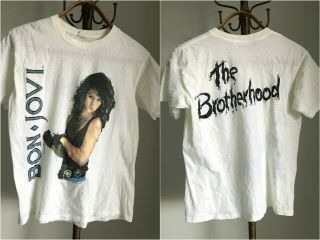 Rare 80s True Vintage Bon Jovi 1988 The Brotherhood Tour Band Tee T Shirt M L