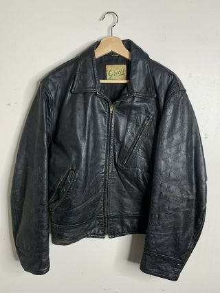 Vintage 1950s Grais Steerhide Leather Motorcycle Jacket