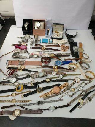 Mixed Bundle Of 62 Watches Wristwatches Various Makes Spares And Repairs Models