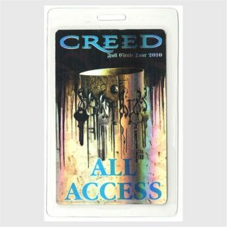 Creed 2010 Full Circle Concert Tour All Access Foil Laminated Backstage Pass