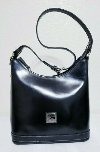 Dooney & Bourke Vintage Black Leather Small Hobo Shoulder Bag U.  S.  A Handbag