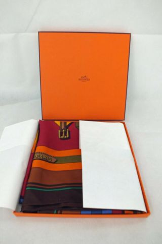 Vintage Hermes Multi Color Straps Belts Silk Scarf By J.  Metz Brown Red