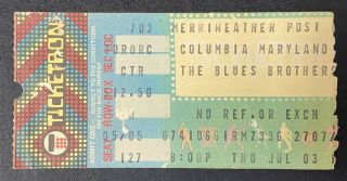 The Blues Brothers 1980 Concert Ticket Stub