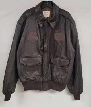 Mens Leather Jacket Avirex A2 Bomber Dark Brown Goatskin?? Size 46 Long A - 2