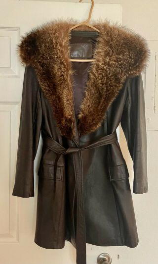 Dan Di Modes Vintage Brown Leather Fur Jacket 6