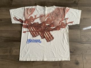 Vtg Santana Abraxas Shirt 1995 All Over Print Size Xl 90s