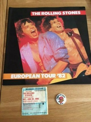 Rolling Stones 1982 Tour Programme,  Tkt,  Insert And Badge