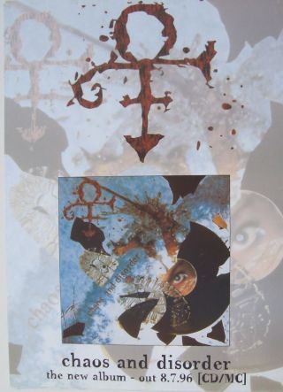 Prince " Chaos And Disorder " U.  K.  Promo Poster - Album Artwork & Symbol