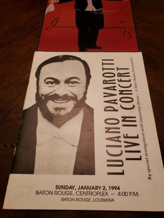 Luciano Pavarotti Concert Program And Picture,  Autograph Not Authenticated.