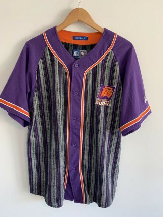 Vintage 90s Nba Phoenix Suns Starter Pinstripe Baseball Jersey Mens Medium