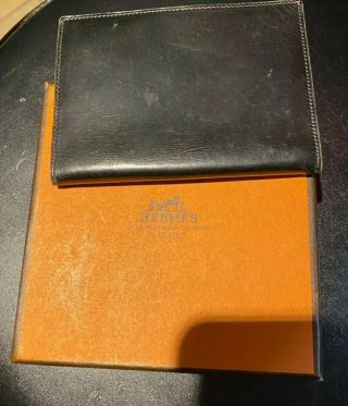 Vintage Hermes Black Leather Address Book