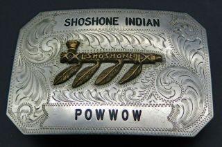 Shoshone Indian Pow Wow Native American Peace Pipe Sss Vintage Belt Buckle