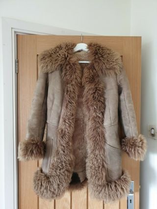 Vtg Pennylane 70s 60s Afghan Sheepskin Coat Jacket S M Hippy Boho Mongolian